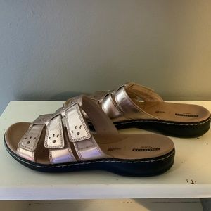 Clarks Leather Triple Strap Leisa Slide